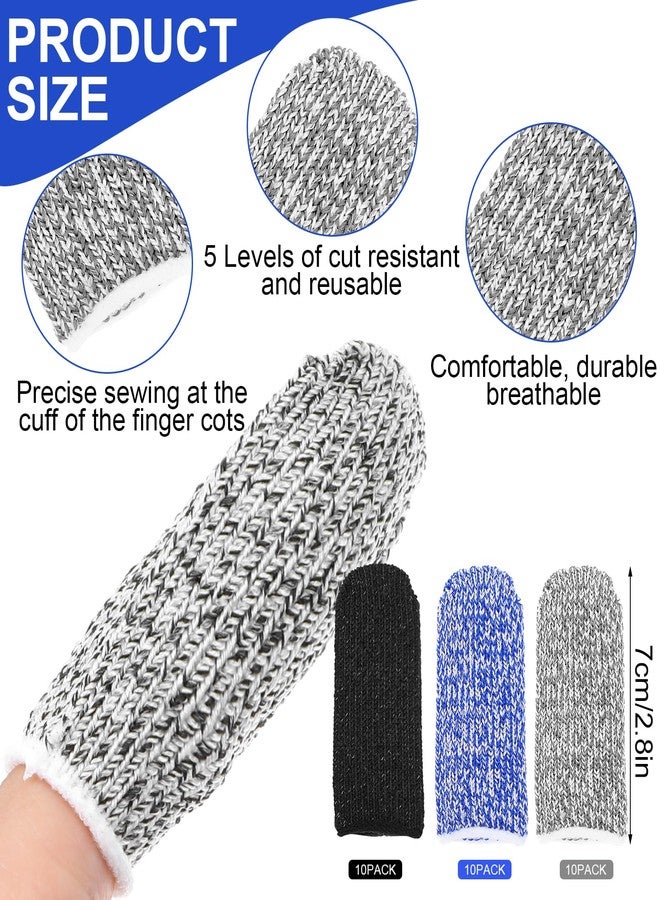Thrymme 30 Pack Finger Guards for Cutting, Finger Covers for Cuts Anti-Slip Kitchen Work Guards, Level 5 Thumb & Fingertip Protection (Three Colors) - Image 2